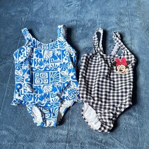 Blue Patterned Kids Swimsuits-size 5t